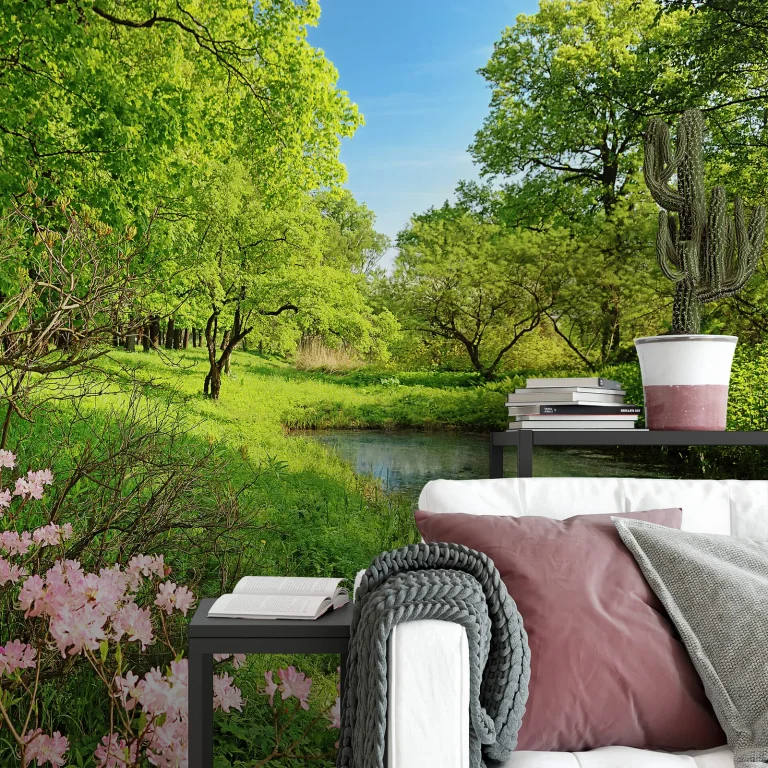 Park in the Spring - Wall Mural 5408 - 4 Panel - 192cm x 260cm — Ảnh 2