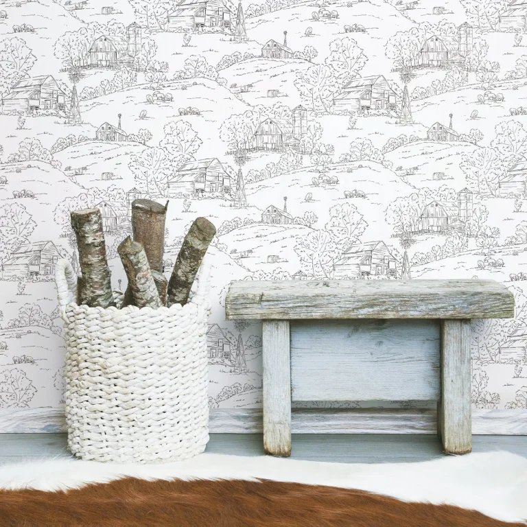Pasture Toile Wallpaper - Black/White — Ảnh 2