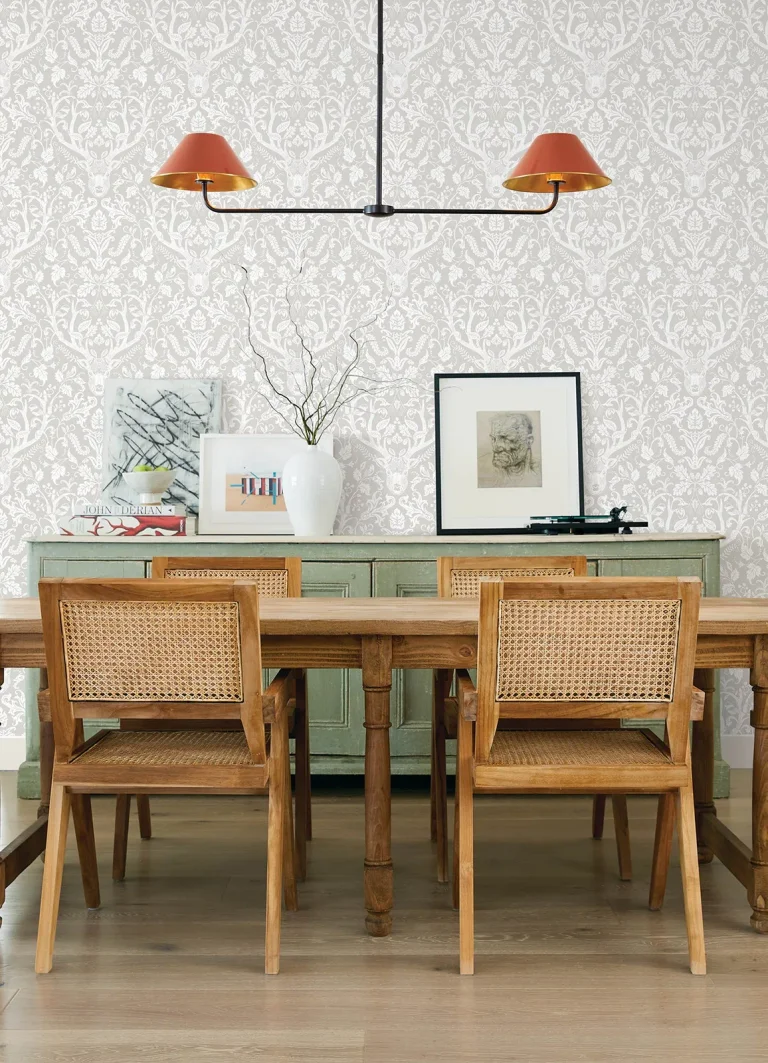 Chesapeake Kiwassa Antler Damask Wallpaper - Grey — Ảnh 3