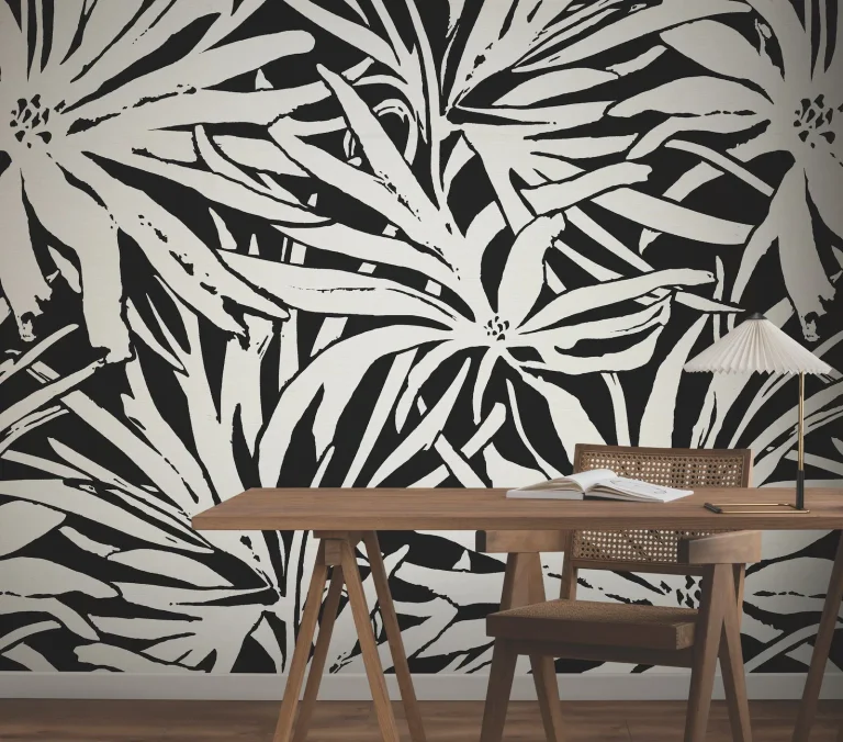 Floral Canopy Wallpaper - Black Mural — Ảnh 3