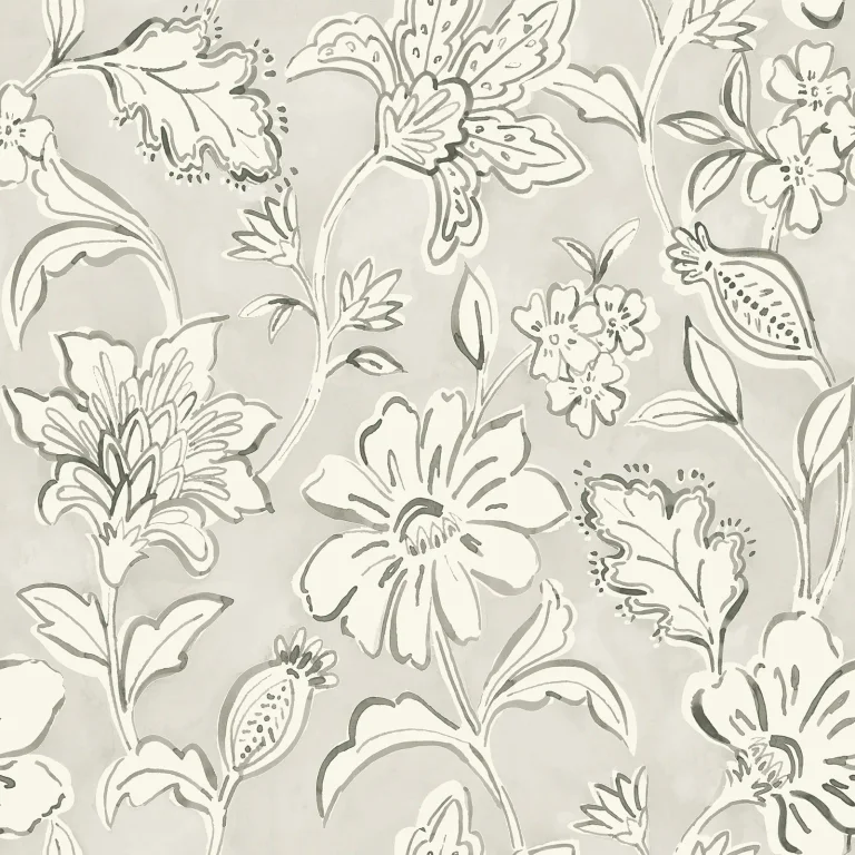 Chesapeake Plumeria Floral Trail Wallpaper - Grey — Ảnh 3