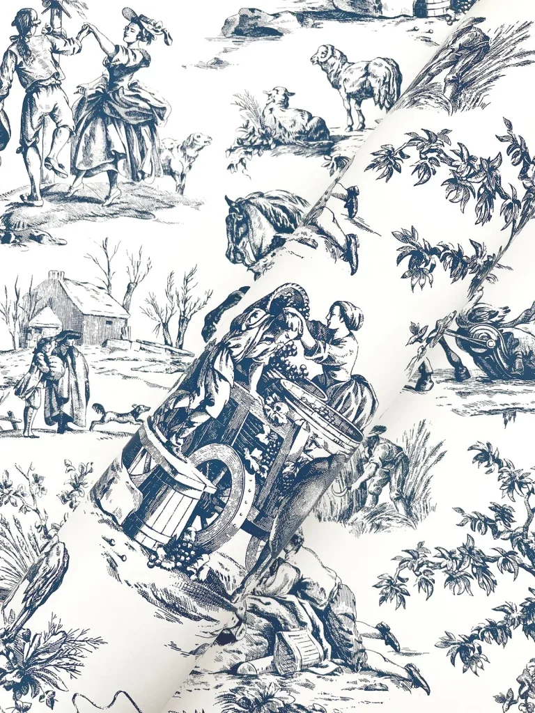Seasons Toile Wallpaper - Navy — Ảnh 7
