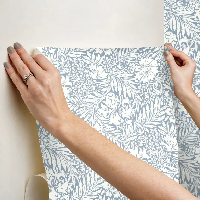 Erin & Ben Modern Acanthus Peel and Stick Wallpaper - Wedgewood Blue — Ảnh 7