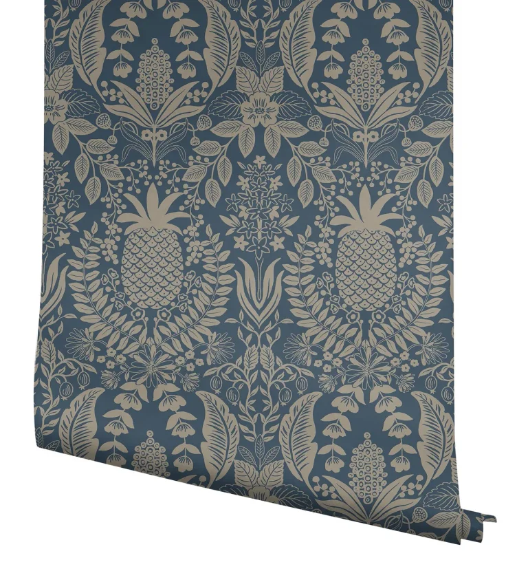 Rifle Paper Co. Pineapple Damask Wallpaper - Navy — Ảnh 2
