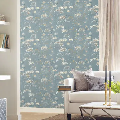 Botanical Fantasy Peel and Stick Wallpaper - Blue/Beige