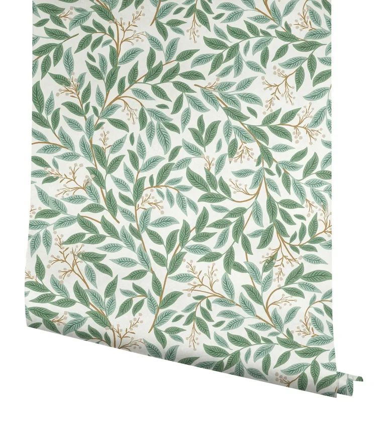Rifle Paper Co. Willowberry Wallpaper - Emerald & White — Ảnh 3