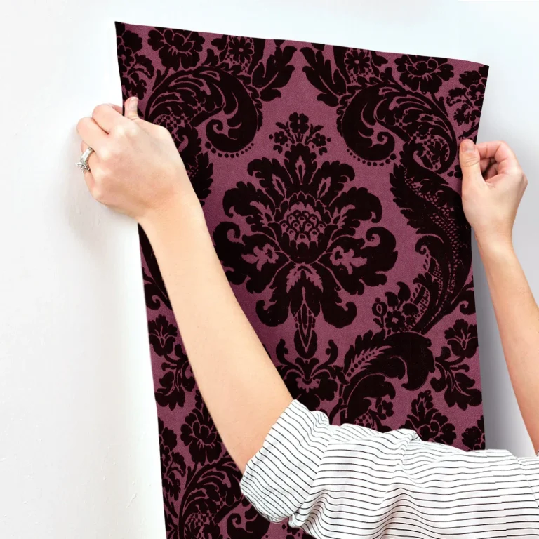 Shadow Flocked Damask Wallpaper - Magenta — Ảnh 7