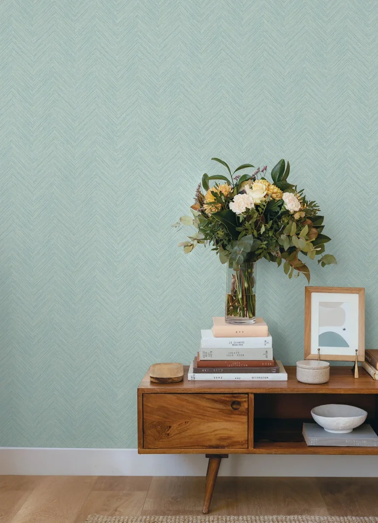 Chesapeake Caladesi Linen Chevron Wallpaper - Aqua — Ảnh 2