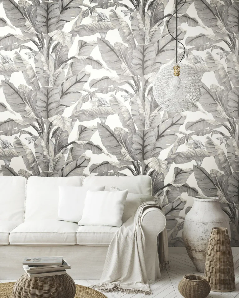 Banana Leaf Peel and Stick Wallpaper - White/Black — Image 4