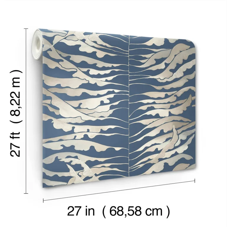 Leaf Column Wallpaper - Navy — Image 4