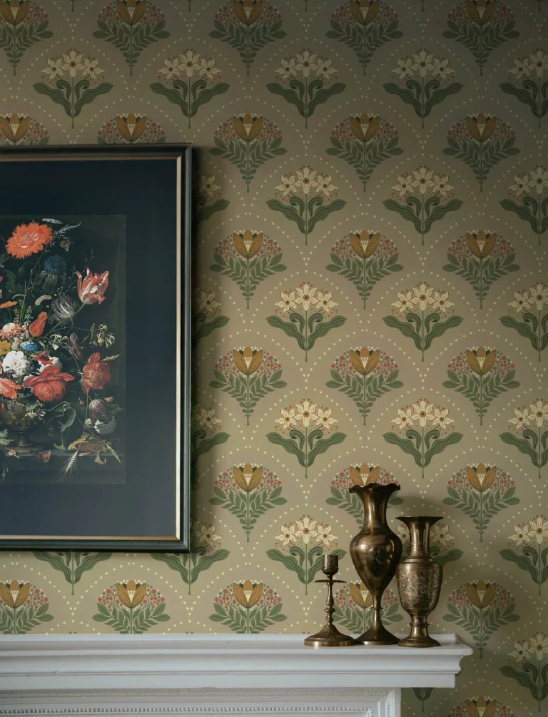 Maj Floral Damask Wallpaper - Taupe — Image 4