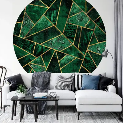 Dark Green Emeralds - Wall Mural 5487 - Round - 144cm diameter