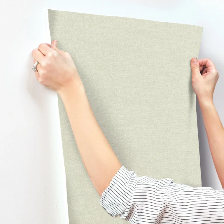 Chesapeake Chambray Fabric Weave Wallpaper - Sage — Image 7