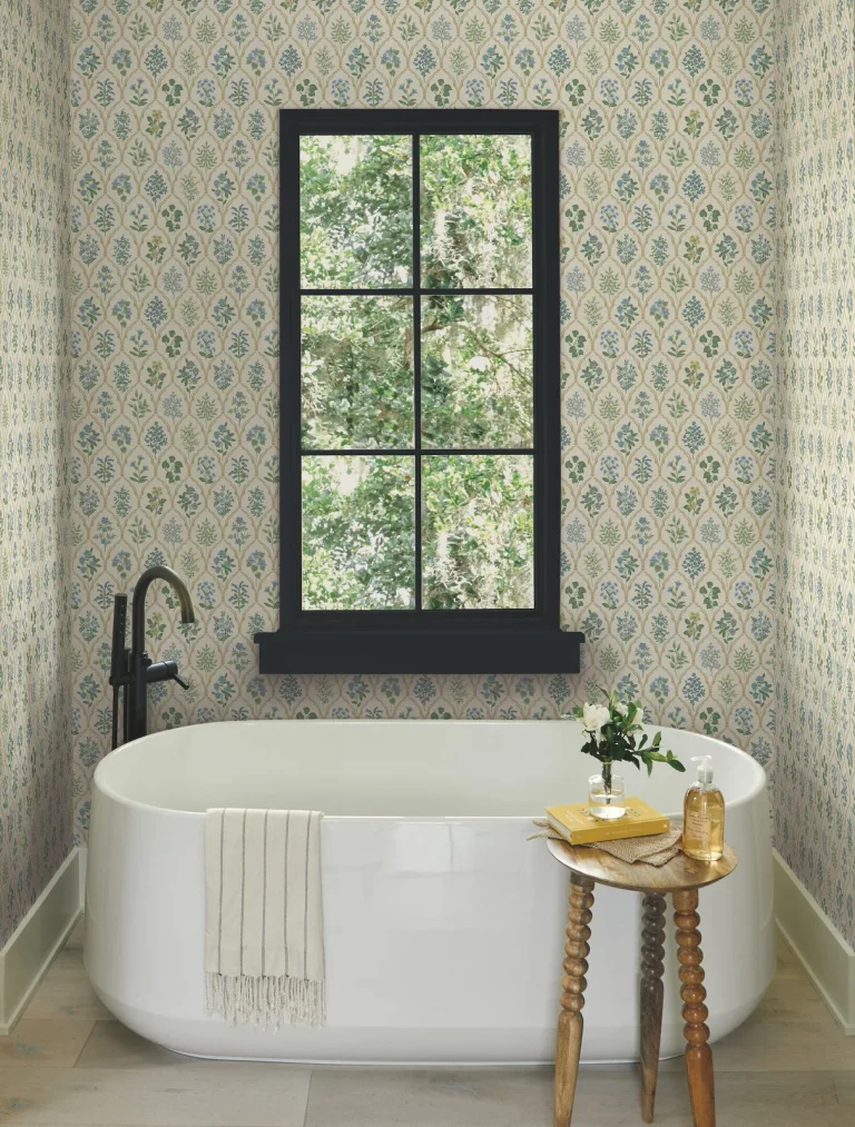 Rifle Paper Co. Hawthorne Wallpaper - Blue & Green — Ảnh 2
