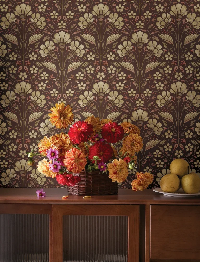 Chesapeake Edith Floral Damask Wallpaper - Burgundy — Ảnh 4