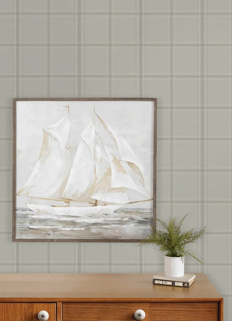 Chesapeake Auberge Plaid Wallpaper - Light Taupe — Ảnh 5