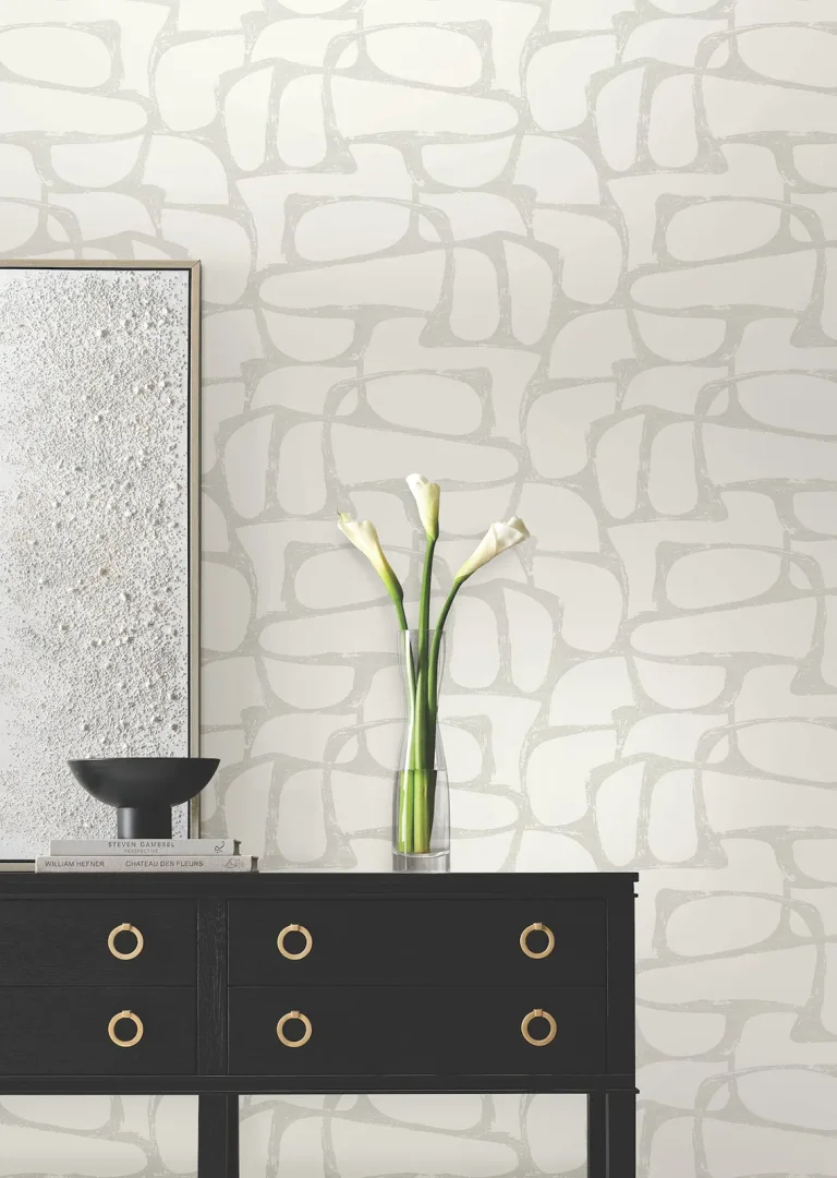 Candice Olson Craftsman Geometric Wallpaper - White & Soft Grey — Ảnh 4
