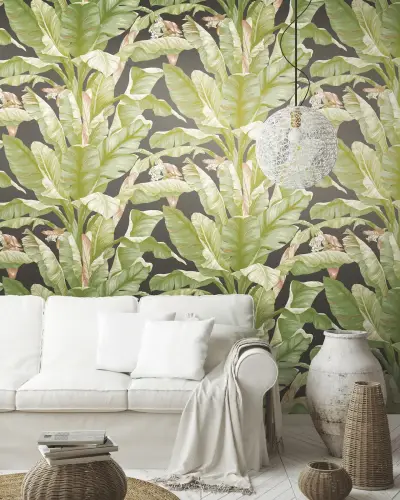 Banana Leaf Peel and Stick Wallpaper - Black/Green