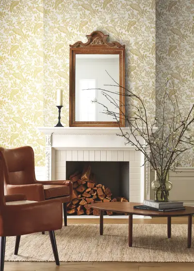 Rifle Paper Co. Canopy Wallpaper - Gold & White