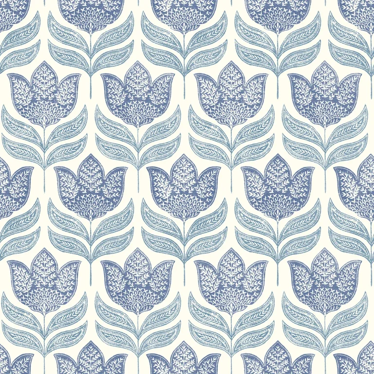 Chesapeake Cathal Tulip Block Print Wallpaper - Blue — Ảnh 2