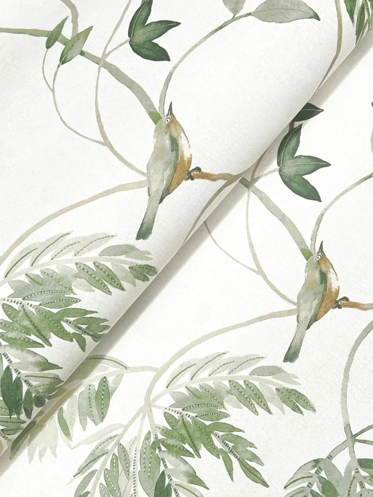 Cillian Botanical Bird Trail Wallpaper - Dark Green — Ảnh 2