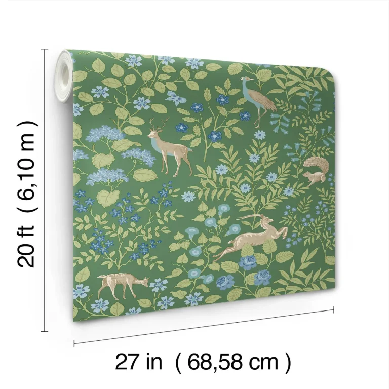 Erin & Ben Woodland Floral Peel and Stick Wallpaper - Meadow Green — Image 3