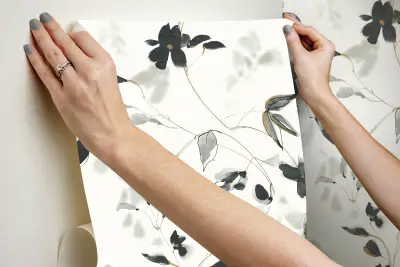 Linden Flower Peel and Stick Wallpaper - Black
