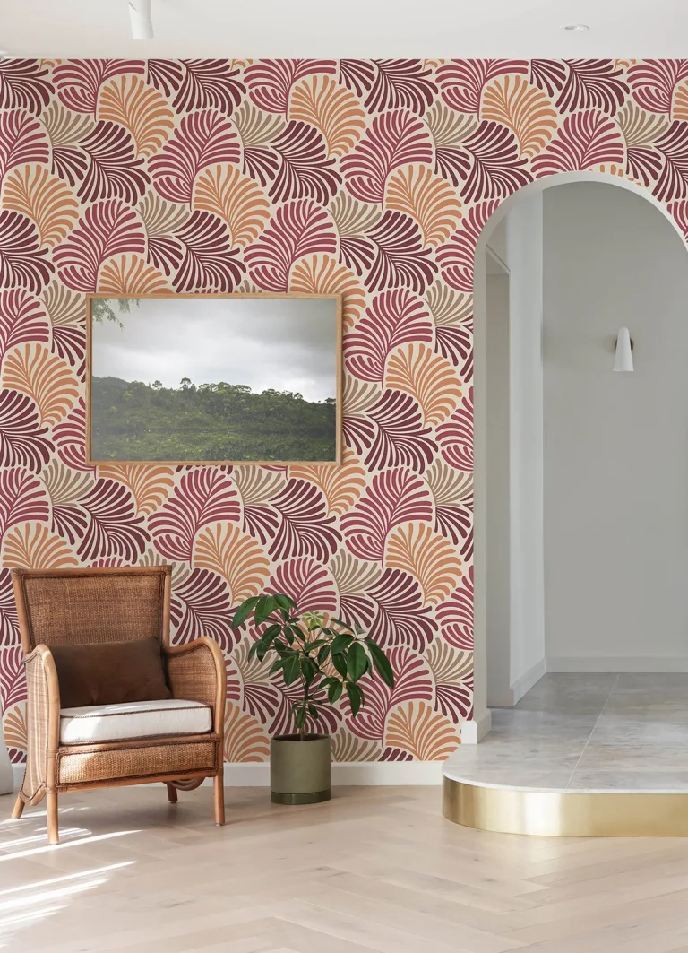 Trousdale Fanning Flora Wallpaper - Raspberry — Ảnh 3