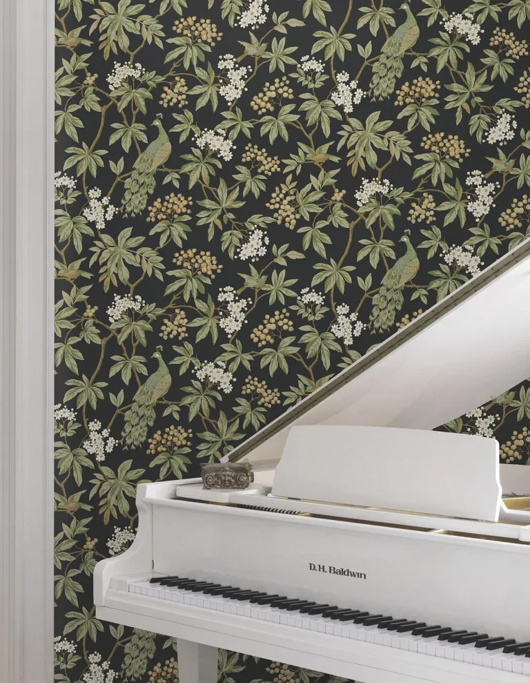 Ronald Redding Peacock Estate Wallpaper - Black — Ảnh 2