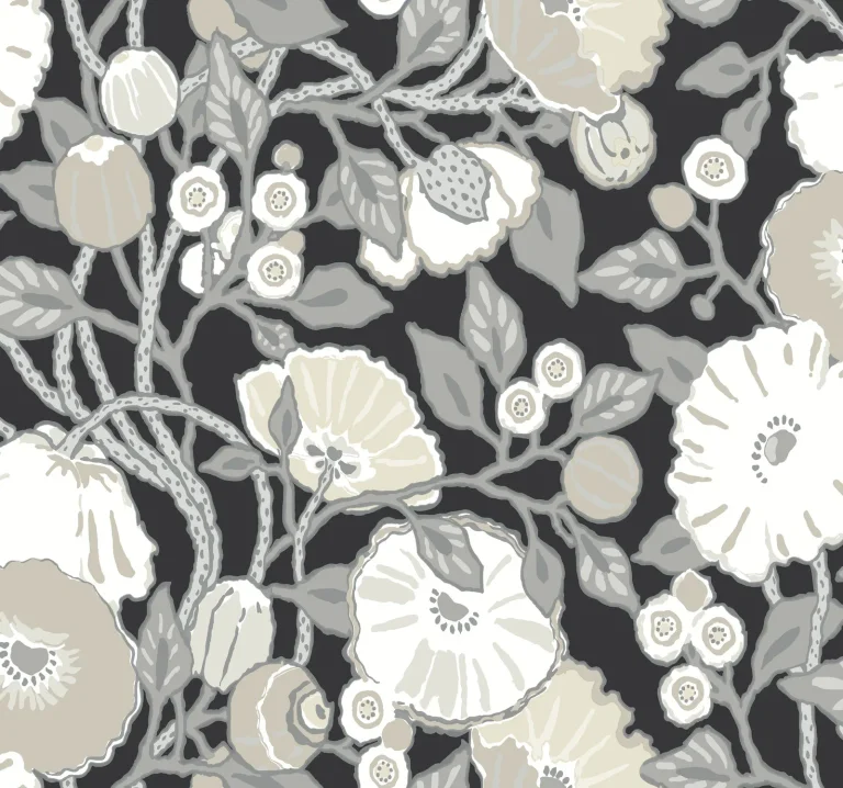 Vincent Poppies Wallpaper - Black/Neutral — Ảnh 4