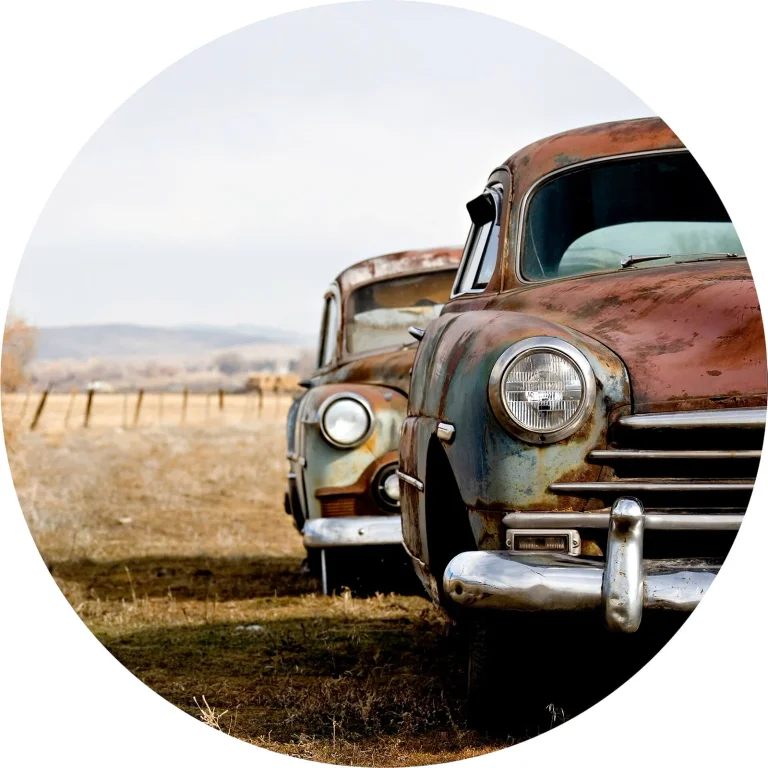 Old Rusted Cars - Wall Mural 5489 - Round - 144cm diameter — Ảnh 2