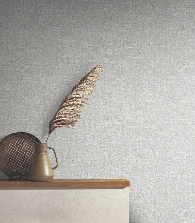 Highland Tweed Faux Fabric Wallpaper - Grey — Image 5