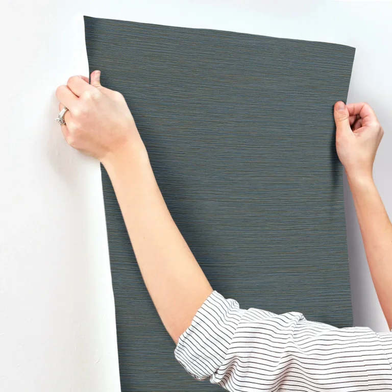 Oasis Faux Grasscloth Wallpaper - Dark Blue — Ảnh 6