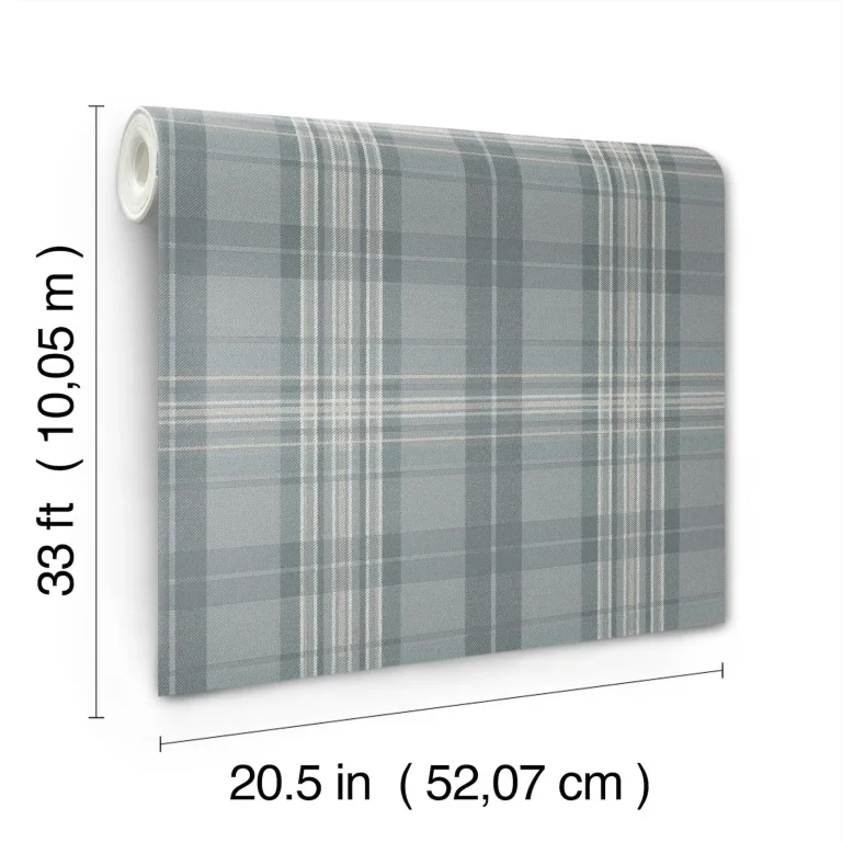 Chesapeake Austin Plaid Wallpaper - Slate and Grey — Image 7