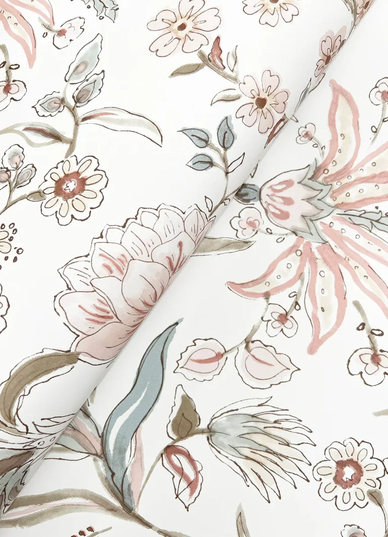 Teonna Floral Stripe Wallpaper - Light Pink — Image 6