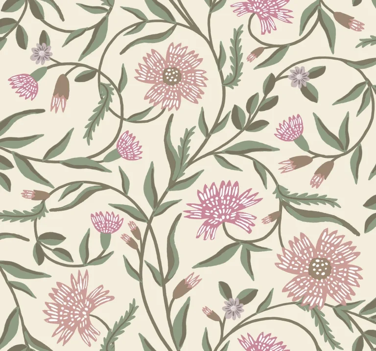 Rifle Paper Co. Aster Wallpaper - Linen & Rose — Ảnh 4