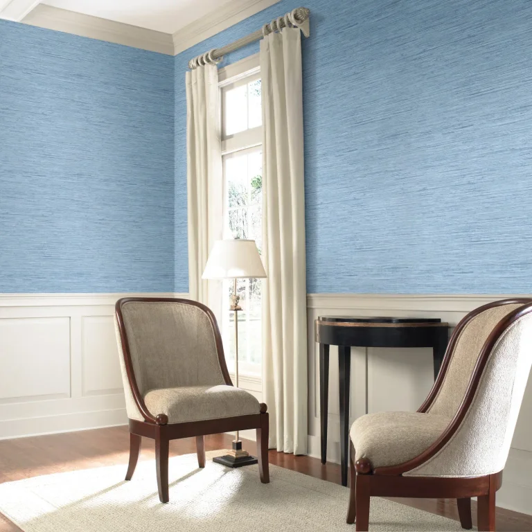 Horizontal Grasscloth Wallpaper - Water Blue — Ảnh 8