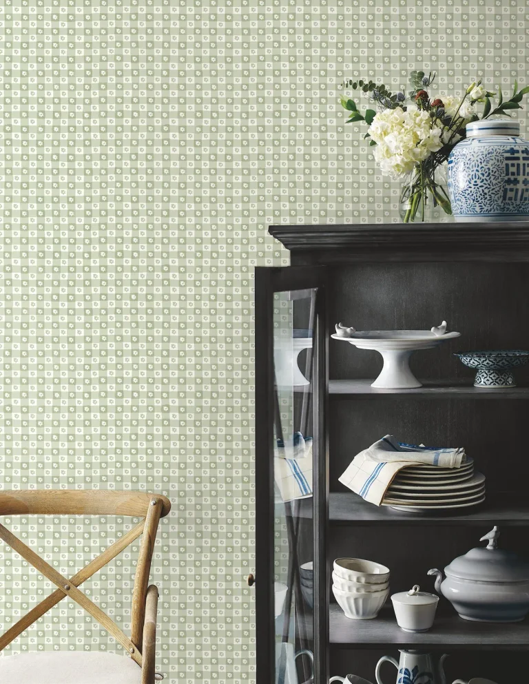 Rifle Paper Co. Daisy Gingham Floral Check Peel and Stick Wallpaper - Green — Ảnh 5