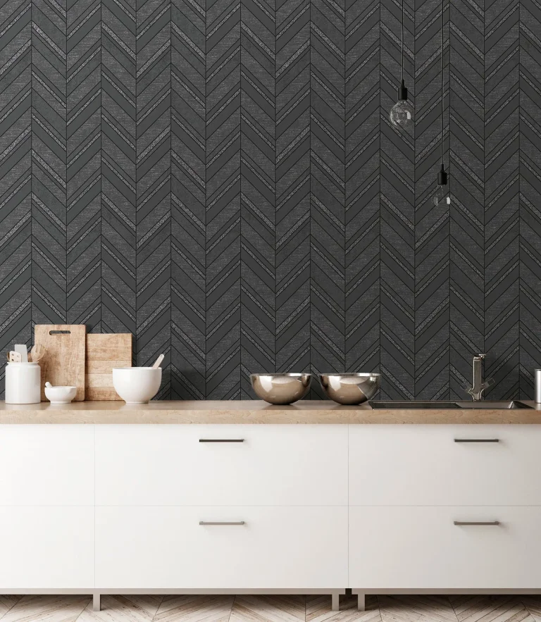 Punta Mita Chevron Wallpaper - Charcoal — Image 2