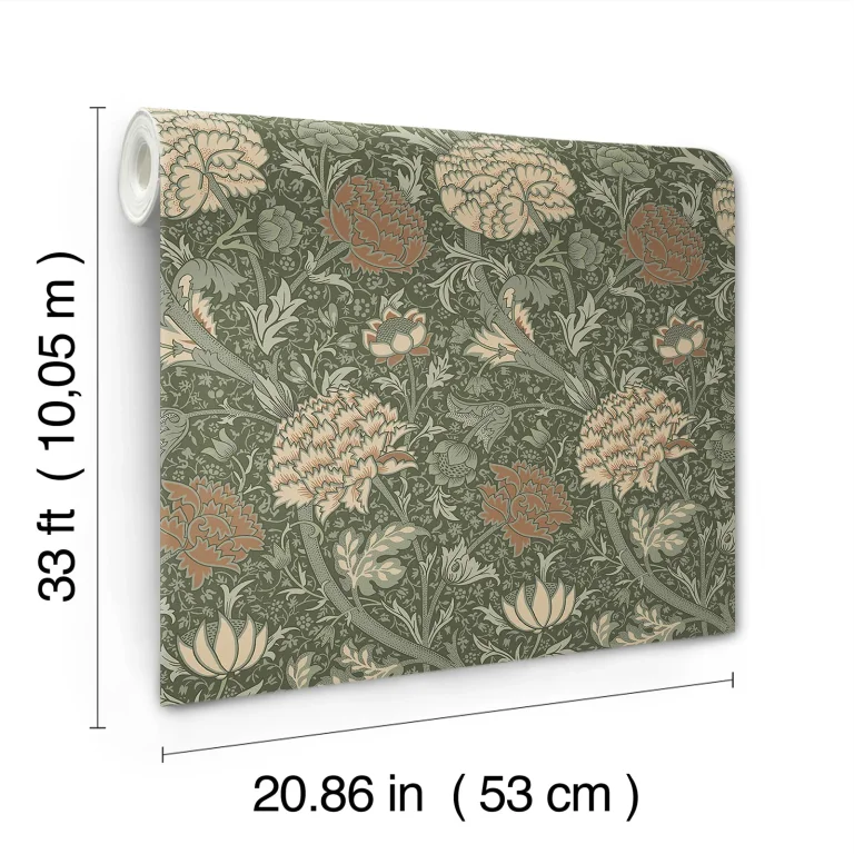 Cray Floral Trail Wallpaper - Sea Green — Ảnh 3