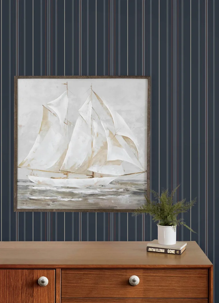 Chesapeake Lascelle Modern Pinstripe Wallpaper - Navy — Ảnh 6