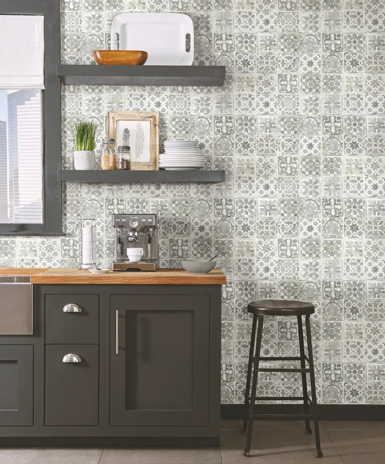 Ecaustic Tile Peel and Stick Wallpaper - Natural — Ảnh 4