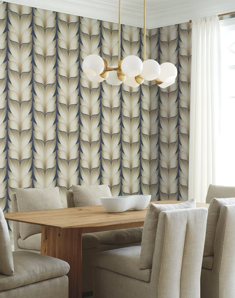 Candice Olson Lotus Light Stripe Wallpaper - Navy