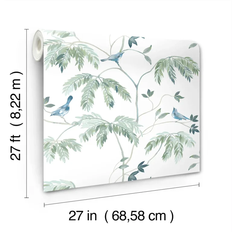 Cillian Botanical Bird Trail Wallpaper - Blue — Ảnh 4