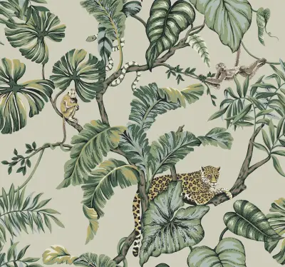 Ronald Redding Jungle Cat Wallpaper - Taupe