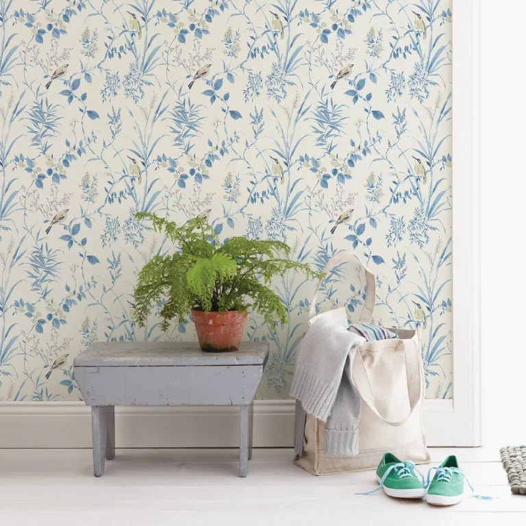 Chesapeake Imperial Garden Botanical Wallpaper - Blue