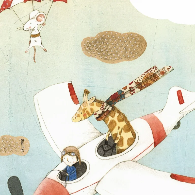 Flying Giraffe - Wall Mural 5525 - 4 Panel - 192cm x 260cm — Ảnh 3