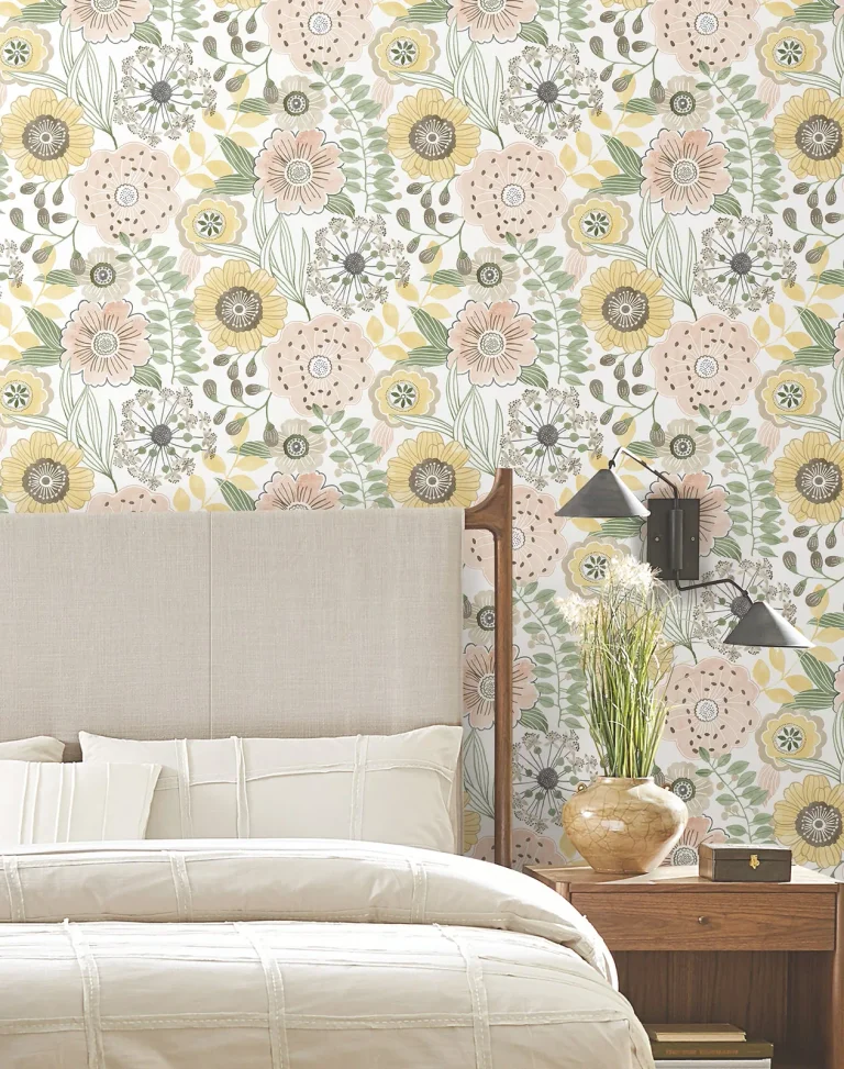 Artistic Bouquet Wallpaper - Coral & Lemon — Ảnh 4
