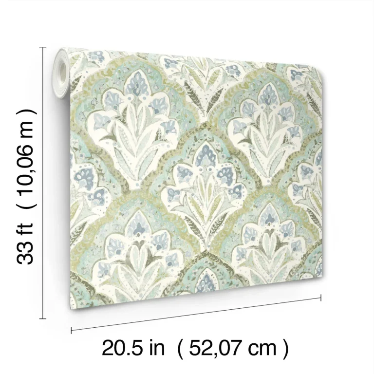 Chesapeake Mimir Quilted Damask Wallpaper - Aquamarine — Ảnh 6