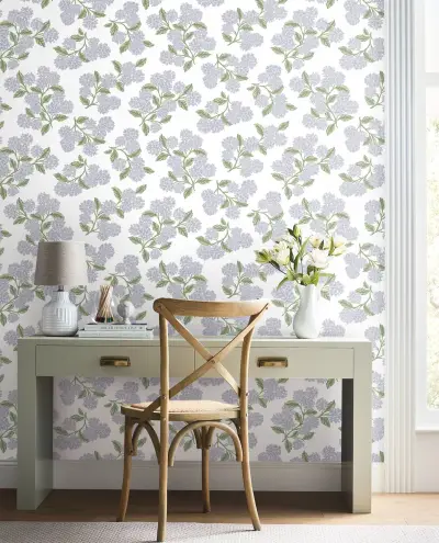 Rifle Paper Co. Hydrangea Peel and Stick Wallpaper - Lilac & White